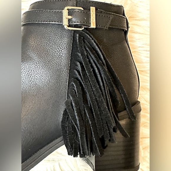 Circus by Sam Edelman Jolie Black Leather Fringe Bootie Size 7.5 - Picture 6 of 8